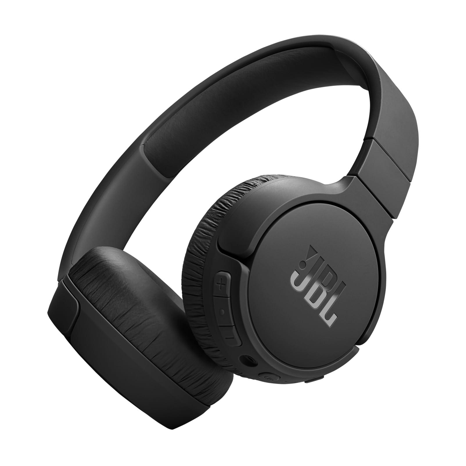 BLACK-Wireless On-Ear Headphones with True Adaptive Noise Cancelling