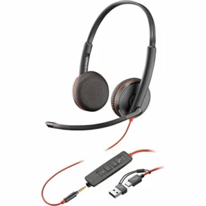 Poly Blackwire 3225 Stereo USB-C Headset +3.5mm Plug +USB-C/A Adapter