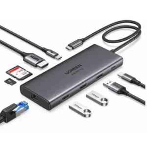 UGREEN CM615 9 -In -1 Docking Station- USB-C to 2*USB 3.2/1*USB-C3.2/ 2*HDMI/ 2*DP/ RJ45 Gigabit/ 100w PD port Converter