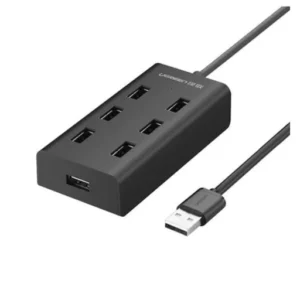 UGREEN CR130 7-IN-1 Powered Switch USB 2.0 A Ports Adapter- 7 Port Individual Splitter and LED Indicator 12V/2A Aluminum Adapter,3* USB 2.0 Ports ,4*USB Smart Charging ports(Support Date Transmission)